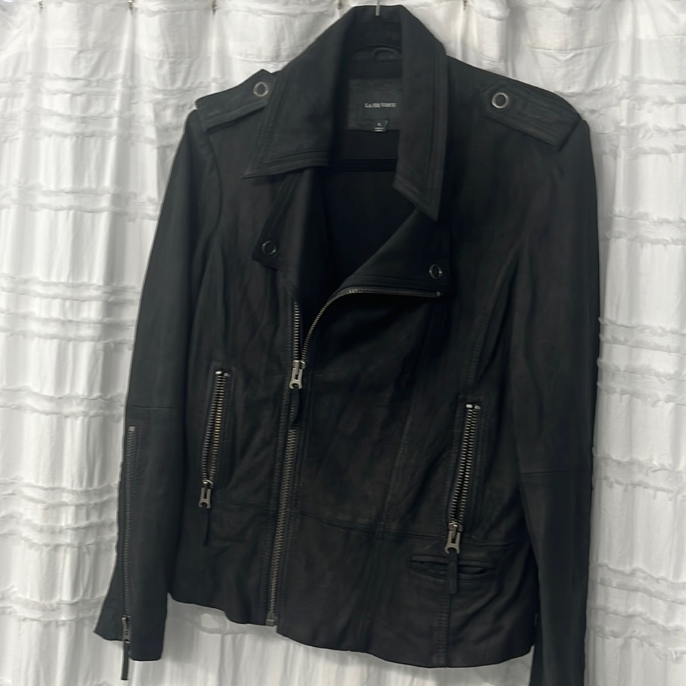100% GENUINE LEATHER LA FEE VERTE BLACK SUEDE MOTO JACKET